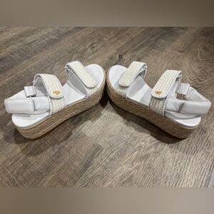 Tory Burch Kira Sport Platform Espadrille Sandals- White, Women’s Size 5